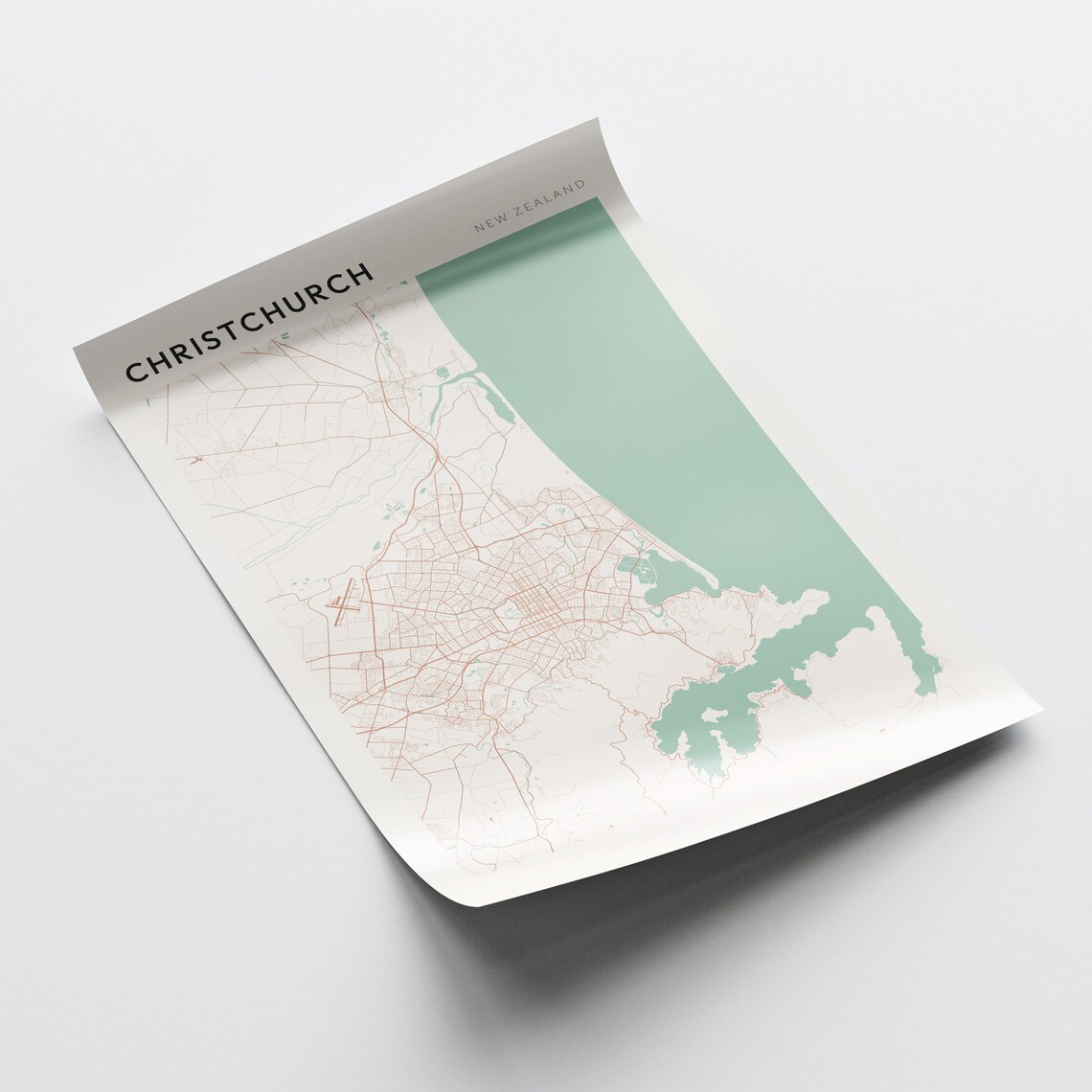 Christchurch New Zealand Minimalist City Street Map Travel Poster - Image 2