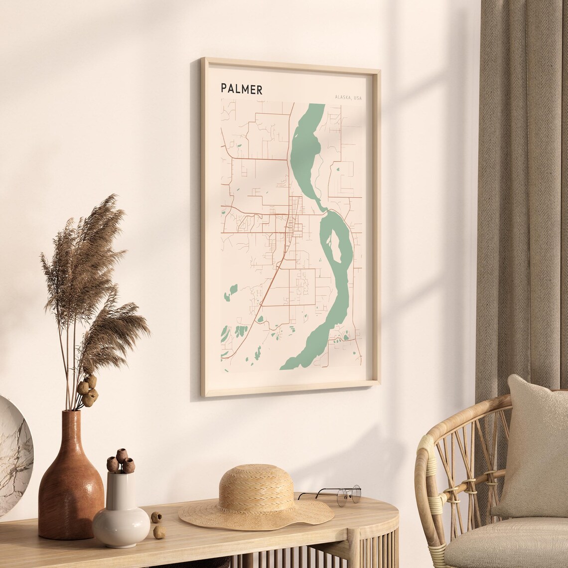 Palmer Alaska Minimalist Line Street Map Modern City Art Poster - Image 3