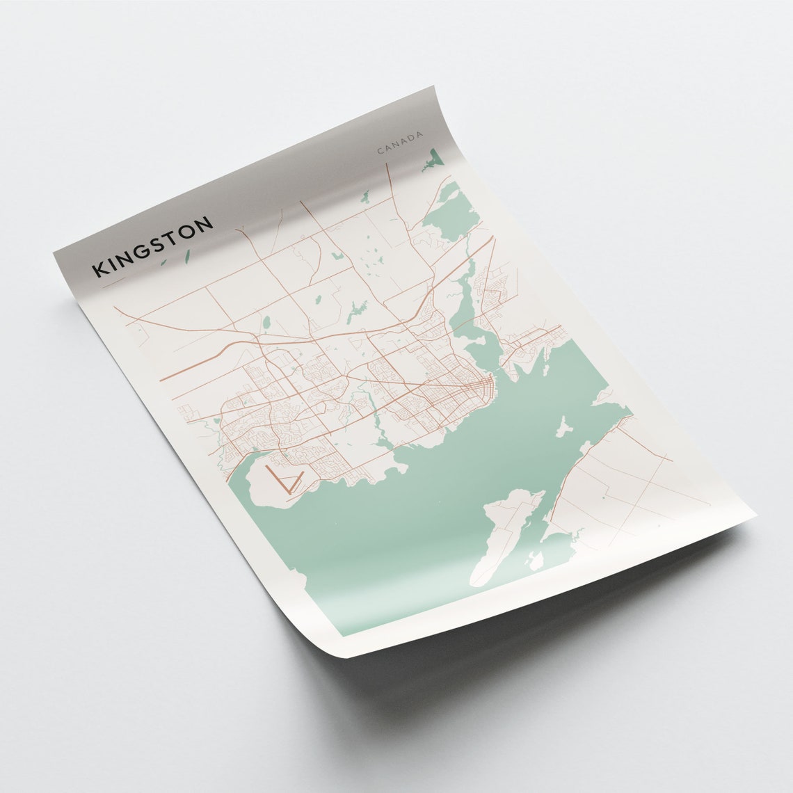 Kingston Ontario Canada Modern Minimalist Lakeside Map Poster - Image 2