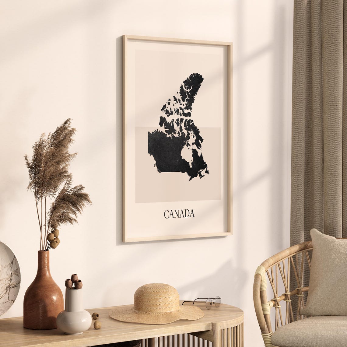Canada Country Map Silhouette Minimalist Black Poster for Home - Image 3
