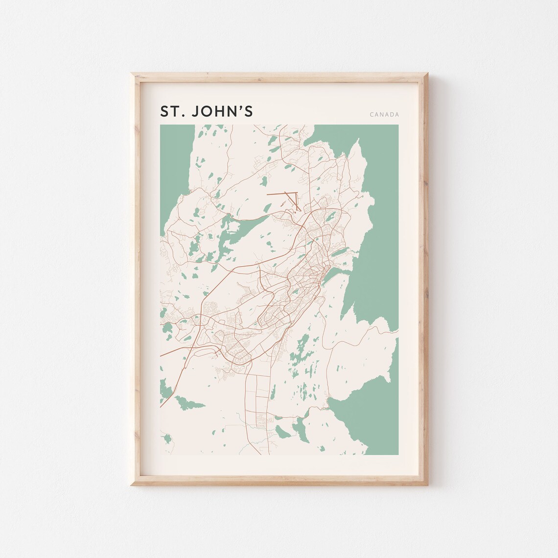 St. John's Canada Minimalist City Street Map Poster Bold Black Title