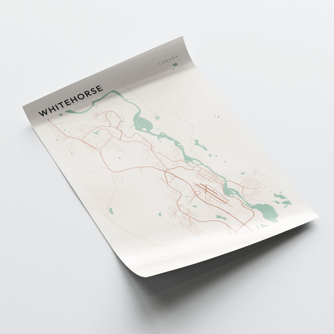 Whitehorse Canada Minimalist City Map Poster with Yukon River - Image 2