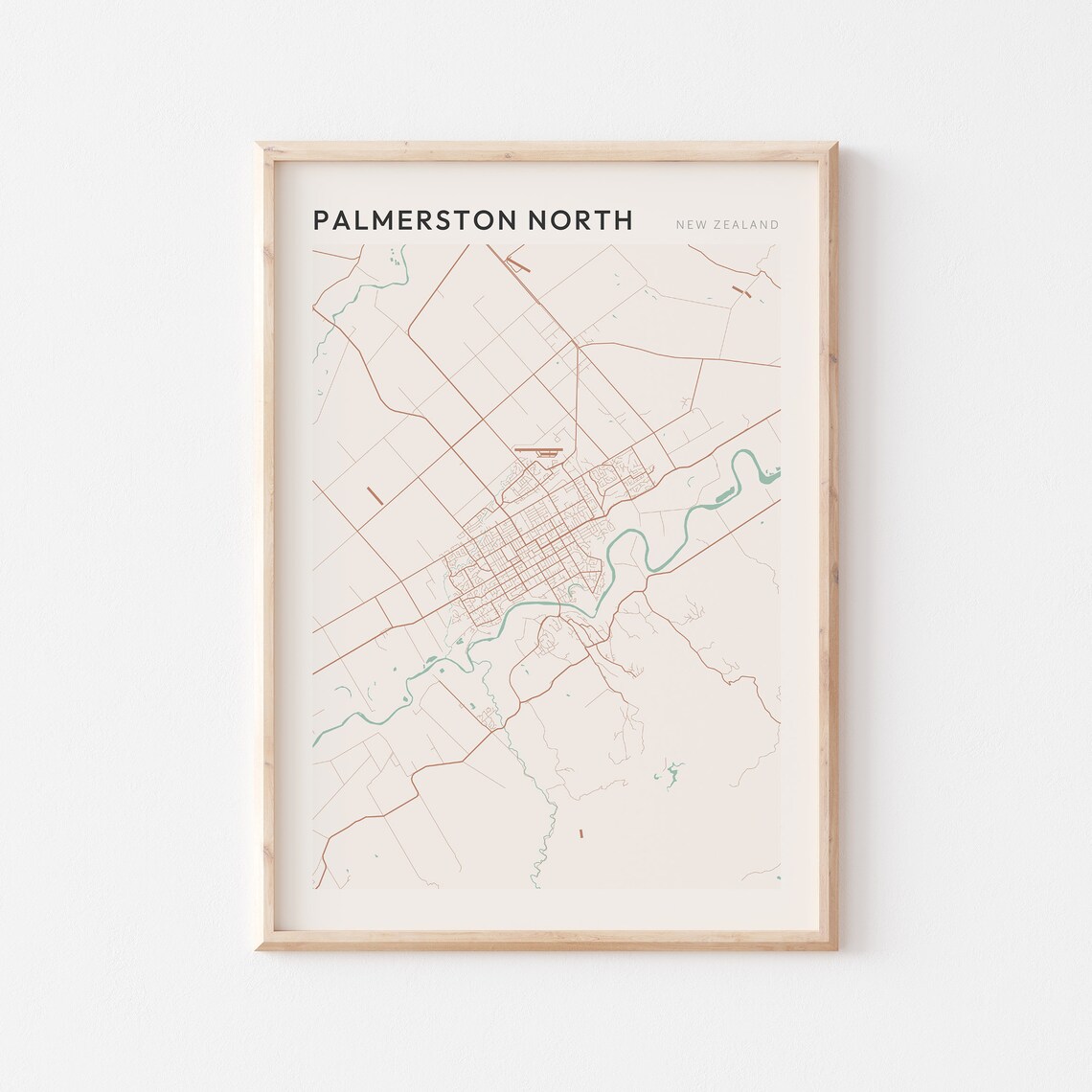 Palmerston North New Zealand Minimalist Boho City Street Map Poster