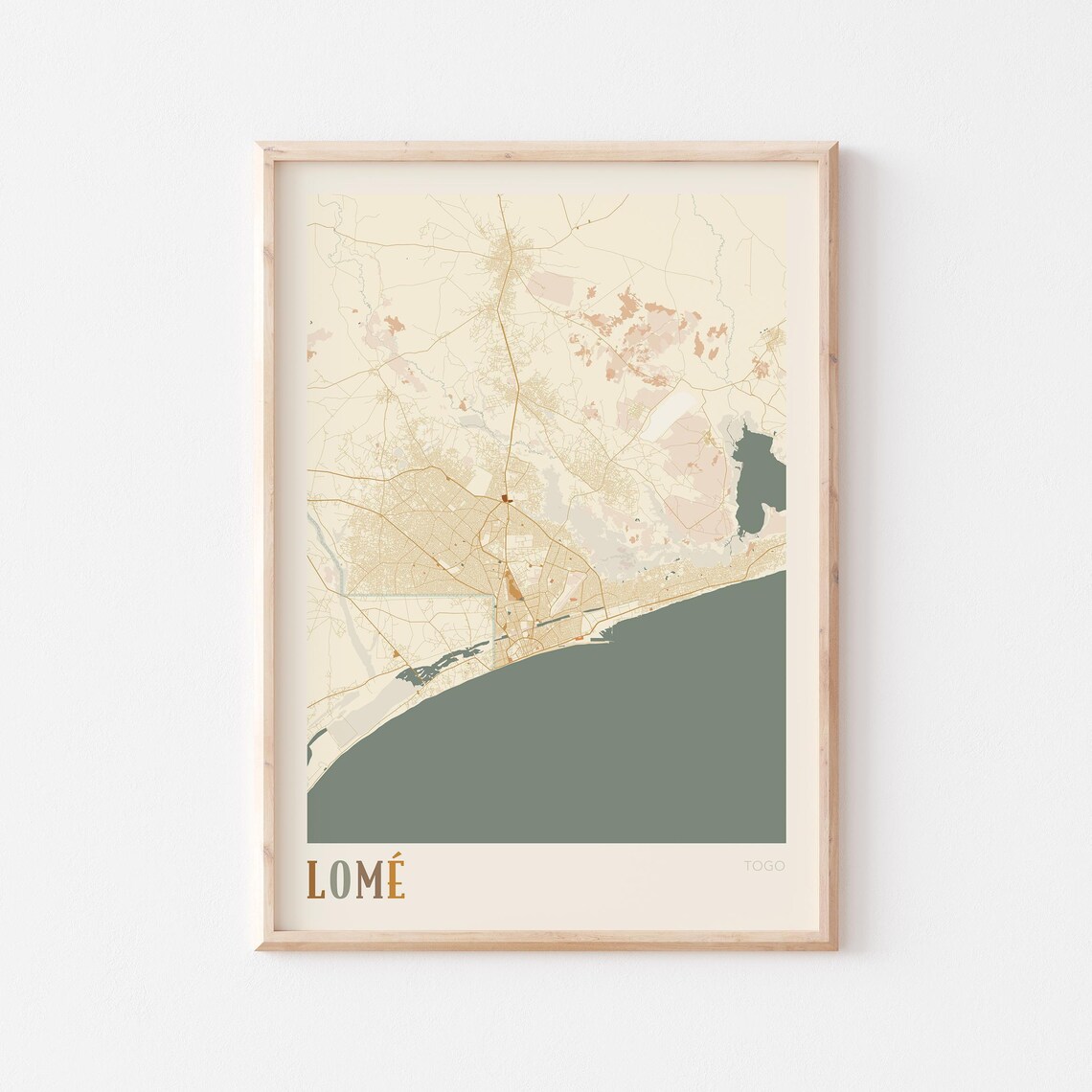 Lome Map Poster Print Wall Art Togo Africa Travel Gift Boho Decor