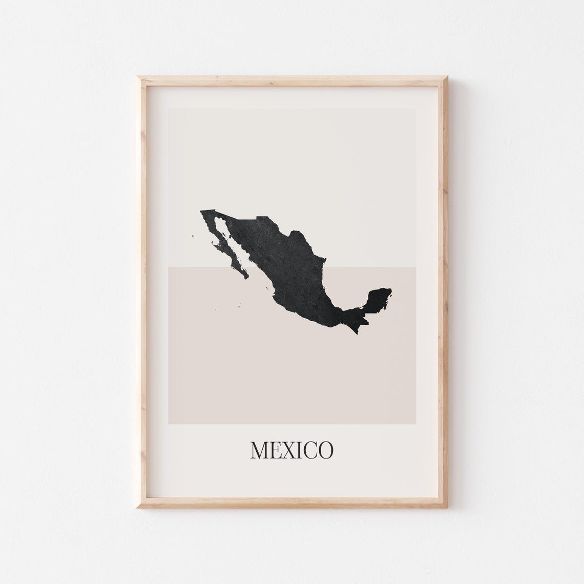 Mexico Country Map Black Silhouette Minimalist Boho Style Poster