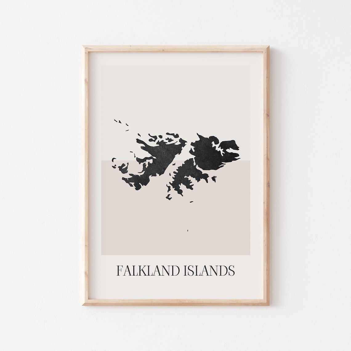 Falkland Islands Country Map Minimalist Black Silhouette Travel Gift Poster