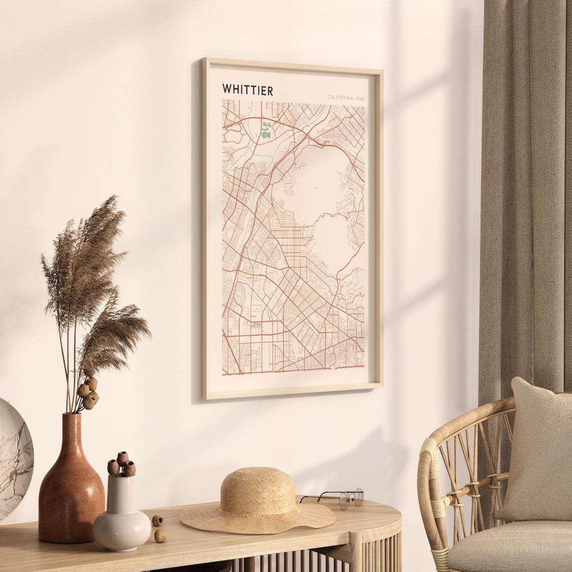 Whittier California Minimalist City Street Map Wall Decor Poster - Image 3