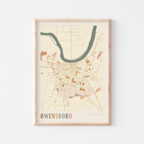 Owensboro Kentucky Modern Terracotta City Street Map Art Poster