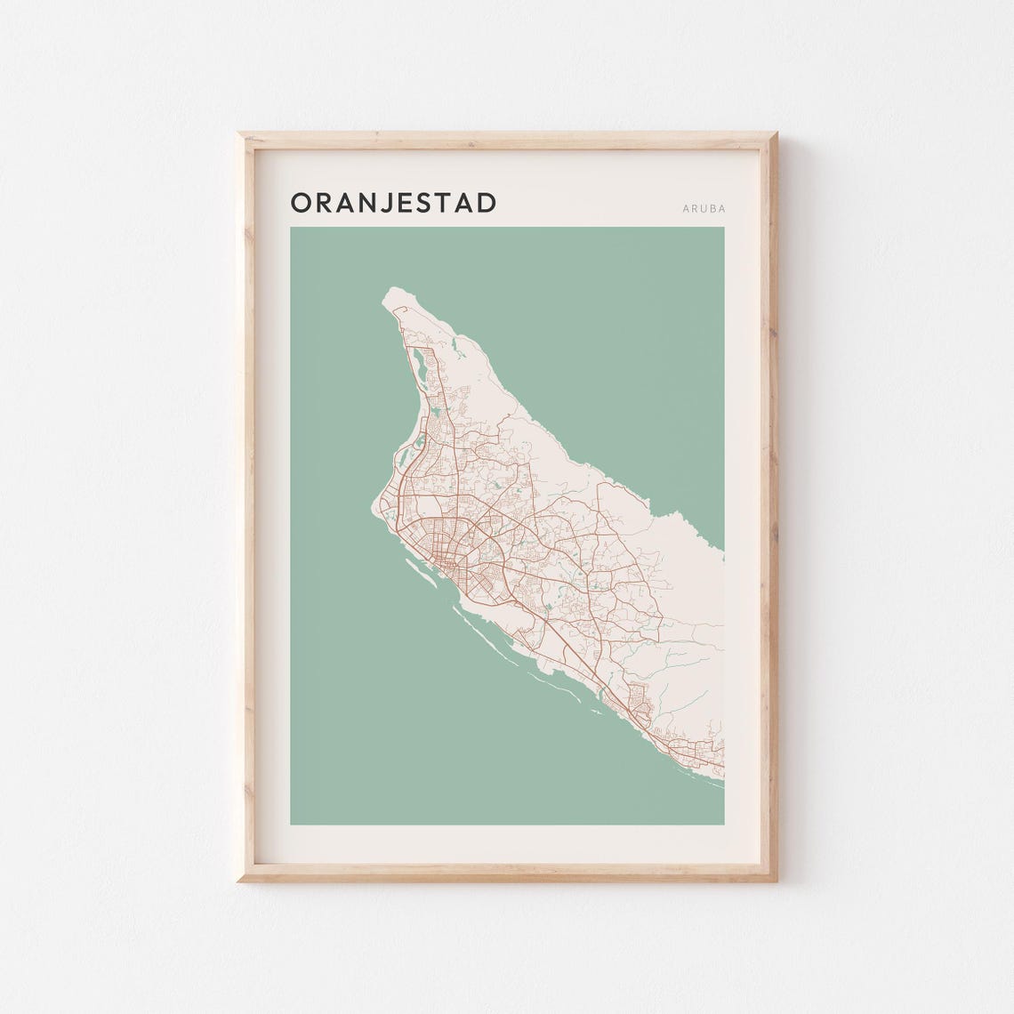 Oranjestad Aruba Minimalist Terracotta City Map Line Art Poster