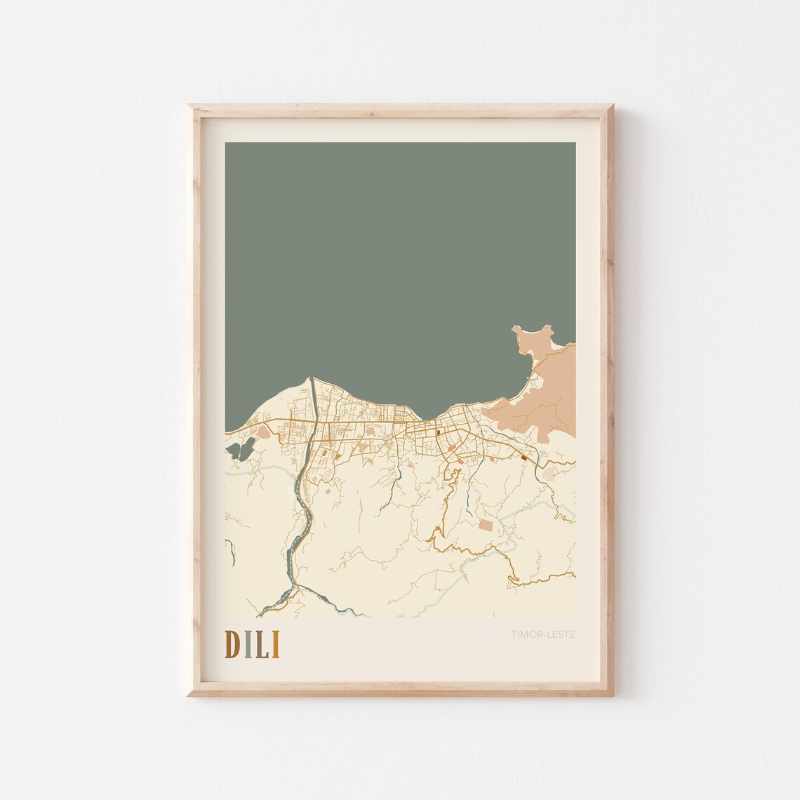 Dili Map Poster Print Wall Art Timor Leste Travel Gift Boho