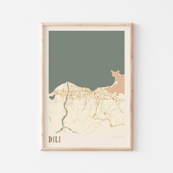 Dili Map Poster Print Wall Art Timor Leste Travel Gift Boho