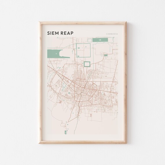 Siem Reap Cambodia Minimalist Copper Line Art Street Map Poster