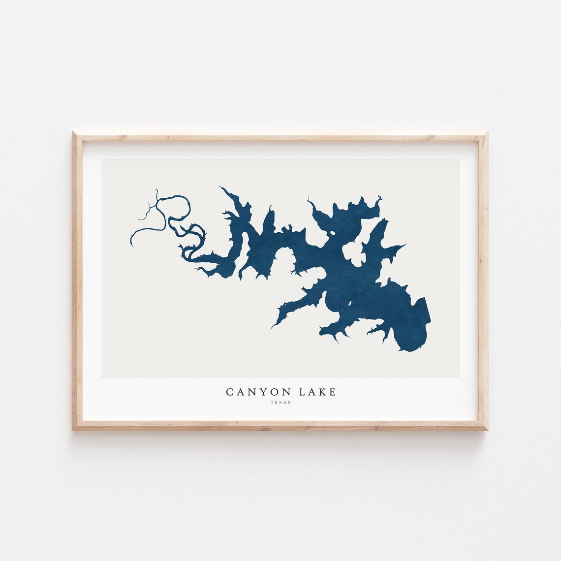Canyon Lake Texas Wide Navy Minimalist Lake Map Silhouette Art Poster