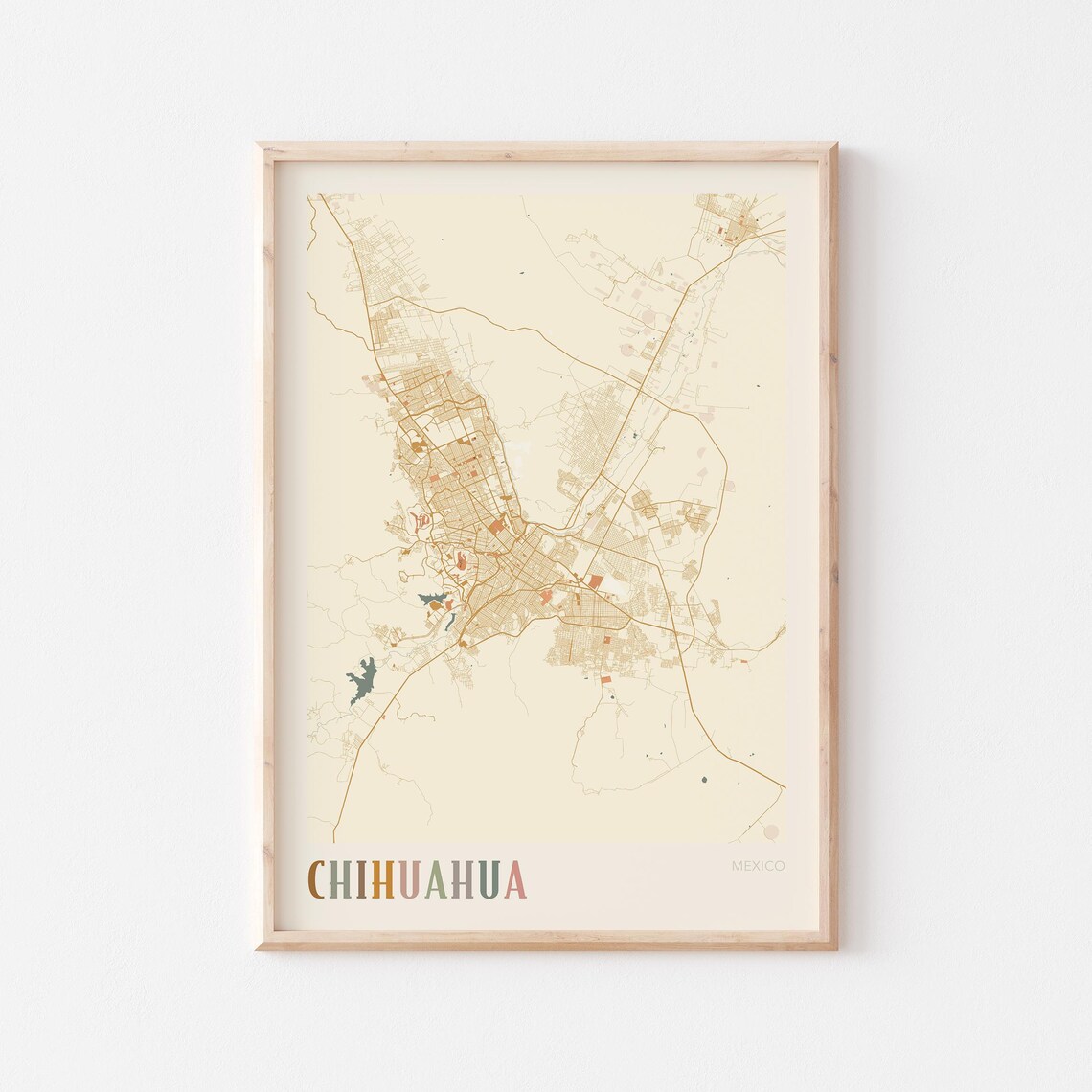 Chihuahua Map Poster Print Wall Art Mexico Travel Gift Boho