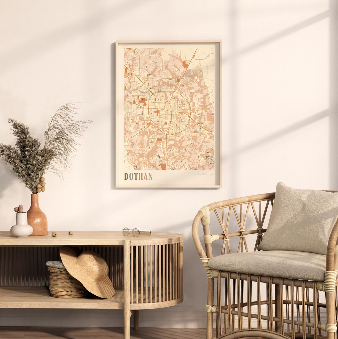 Dothan Alabama Boho City Map Art Poster for Travel Lovers Gift - Image 2