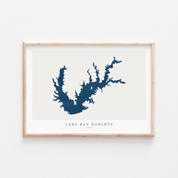 Lake Ray Roberts Texas Map Art Navy Minimalist Lake Outline Wall Poster