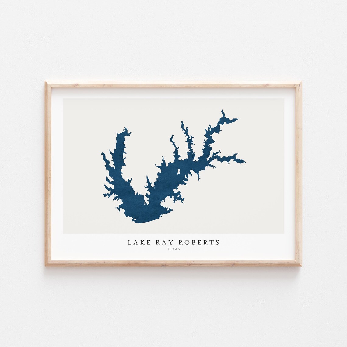 Lake Ray Roberts Texas Map Art Navy Minimalist Lake Outline Wall Poster