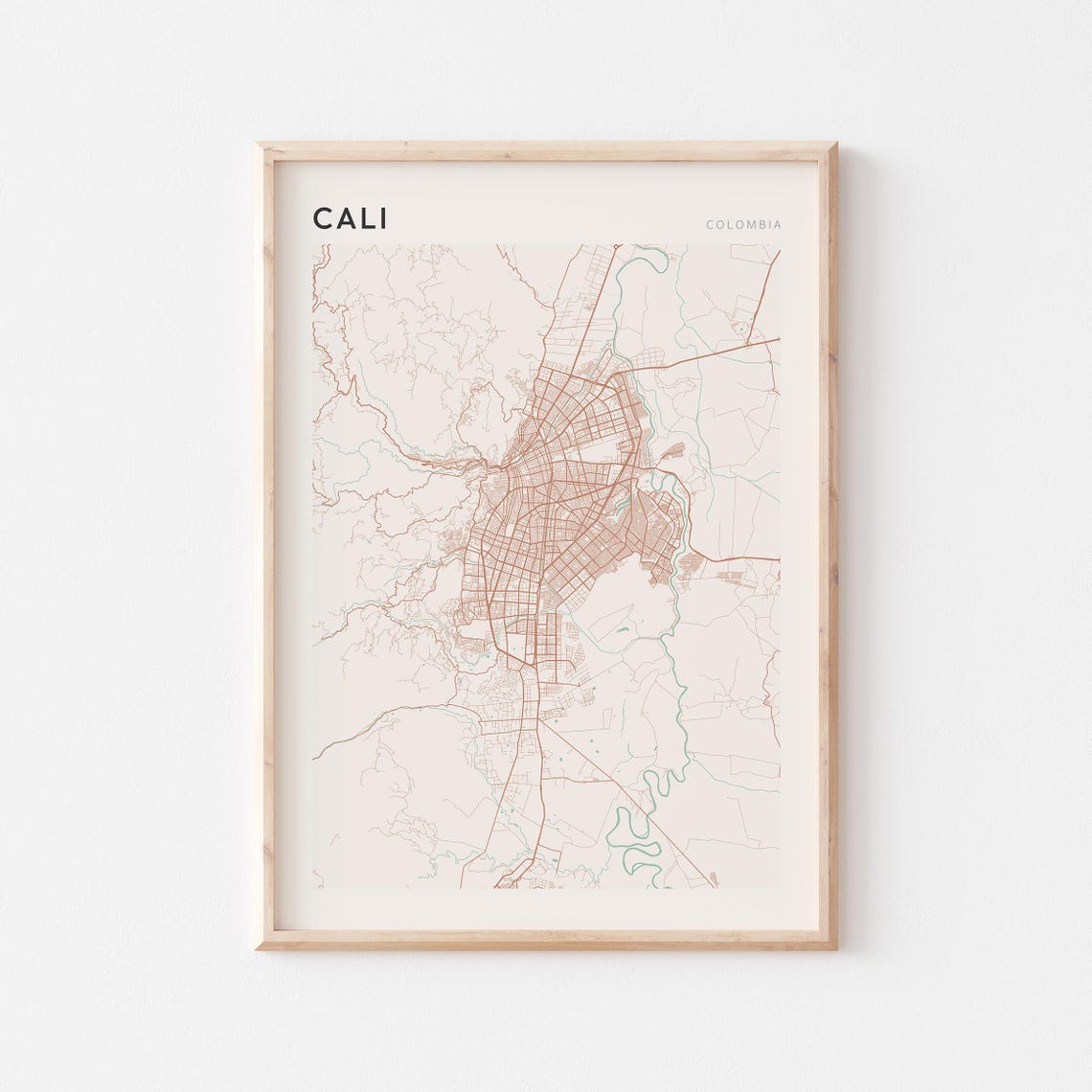 Cali Colombia Minimalist City Street Map Travel Keepsake Poster