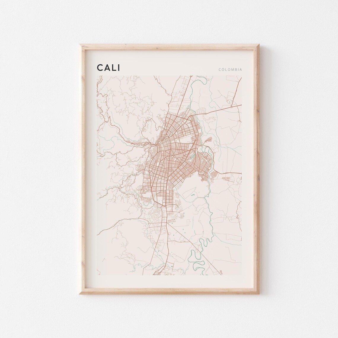 Cali Map Poster Print Wall Art Colombia Travel Gift Minimalist