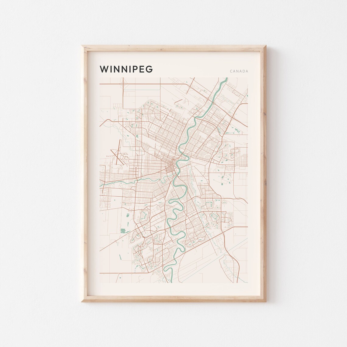 Winnipeg Map Poster, Winnipeg Travel Wall Art