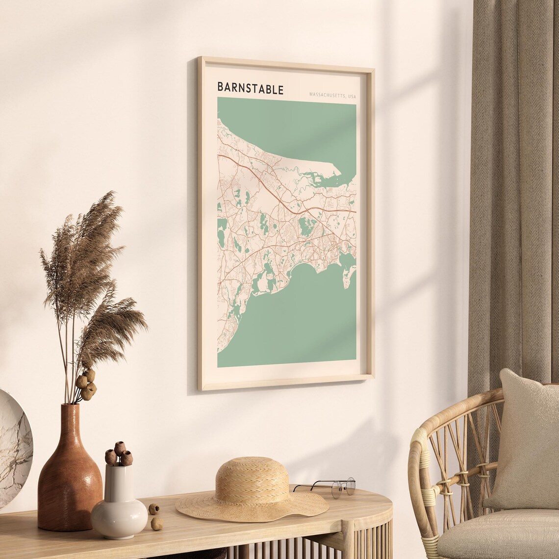 Barnstable Massachusetts Elegant Sage Green Minimalist City Map Poster - Image 3