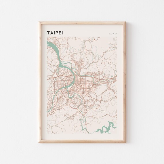 Taipei Map Poster Print Wall Art Taiwan Travel Gift Minimalist