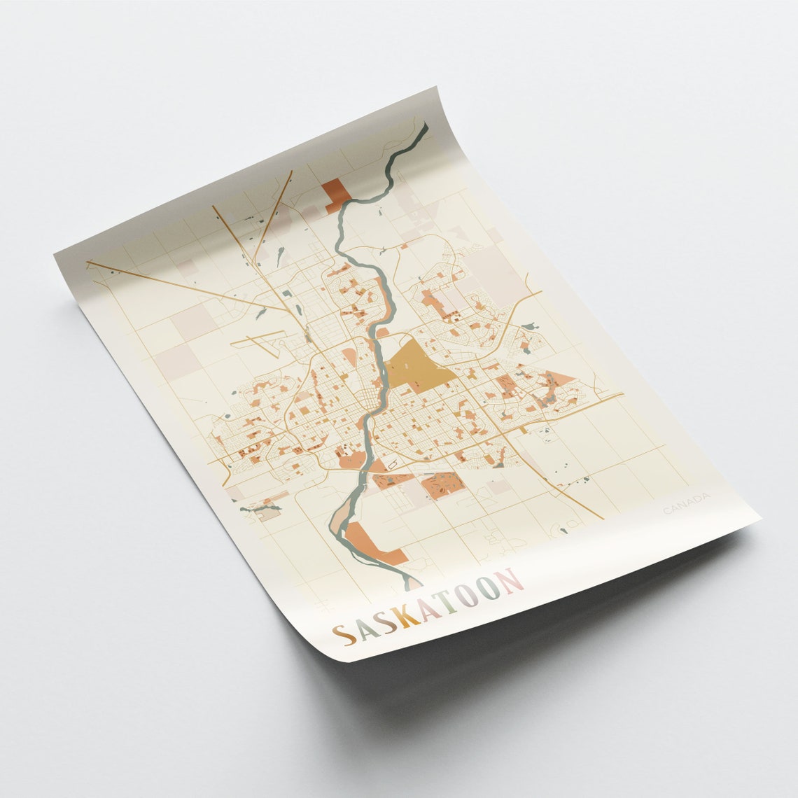 Saskatoon Canada Minimalist Street Map Poster in Boho Neutral Tones - Image 2