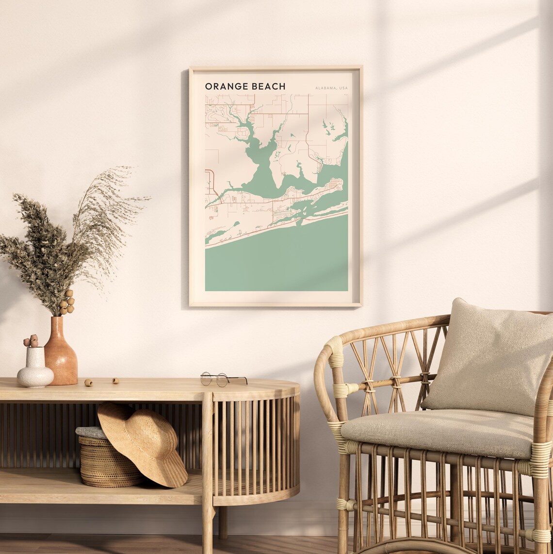 Orange Beach Alabama Minimalist Line Street Map Modern City Art Poster - Image 2