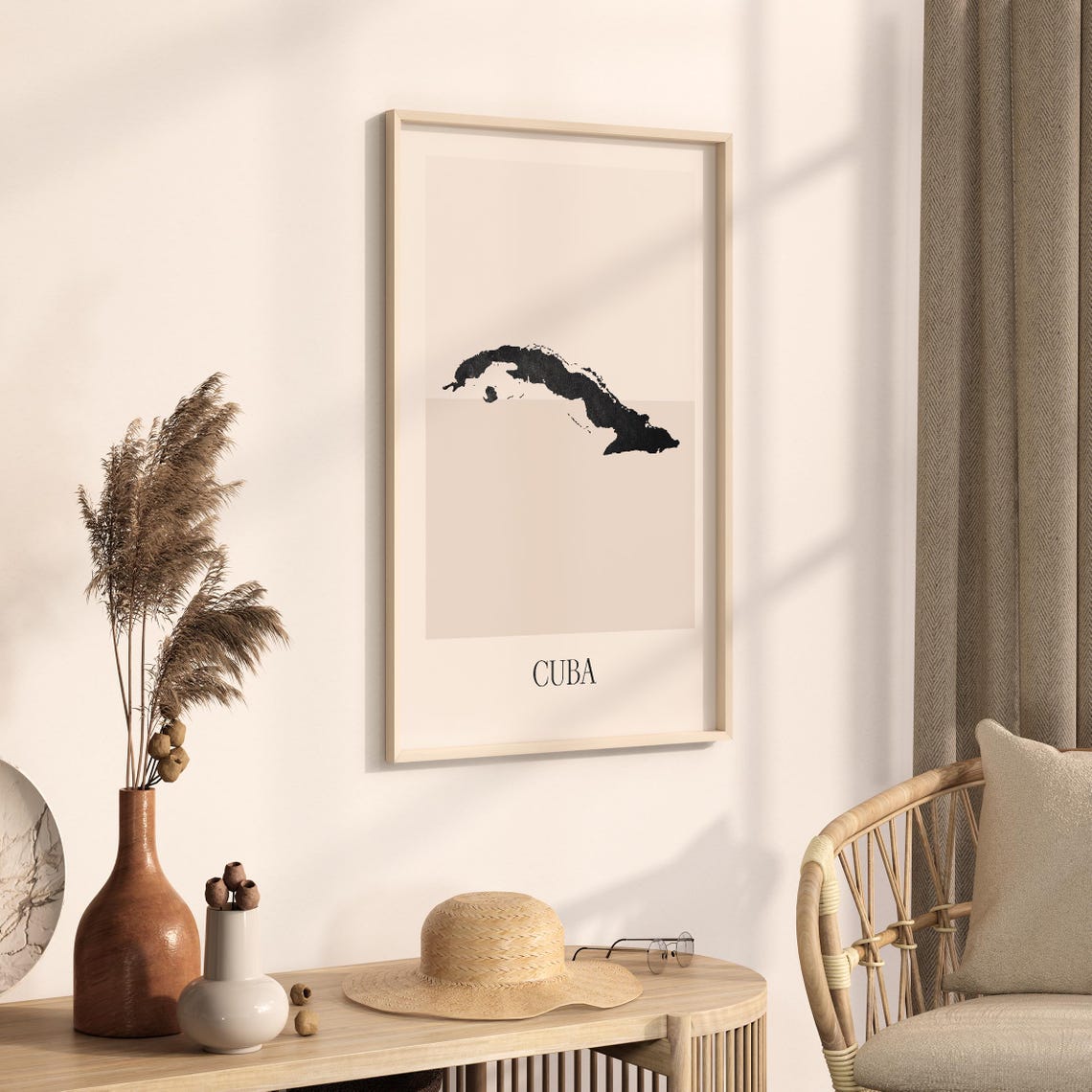 Cuba Country Map Silhouette Minimalist Black Art Poster for Home - Image 3