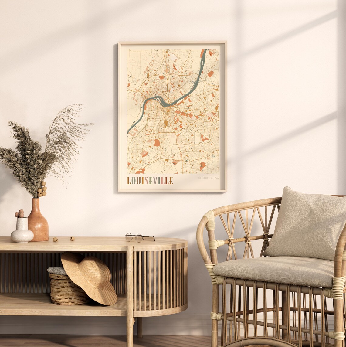 Louiseville Map Poster Louiseville Print Louiseville Poster Louiseville Wall Art Kentucky Travel Gift Boho Print - Image 2
