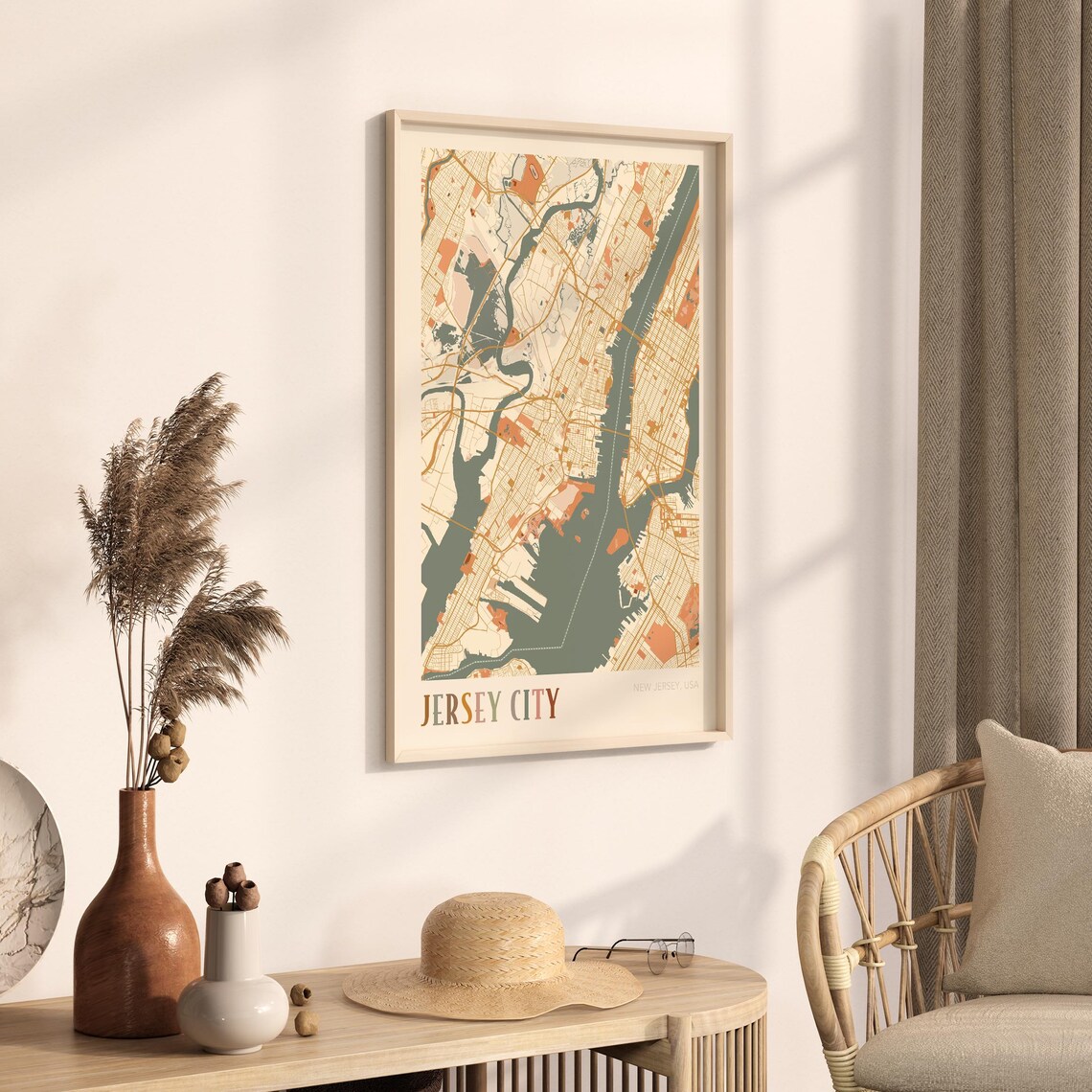 Jersey City New Jersey Boho Street Map Poster for Travel Fans - Image 3
