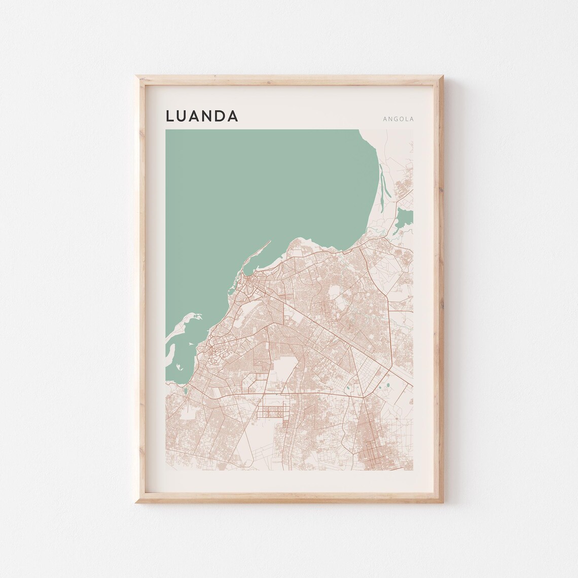 Luanda Map Poster Print Wall Art Angola Travel Gift Minimalist
