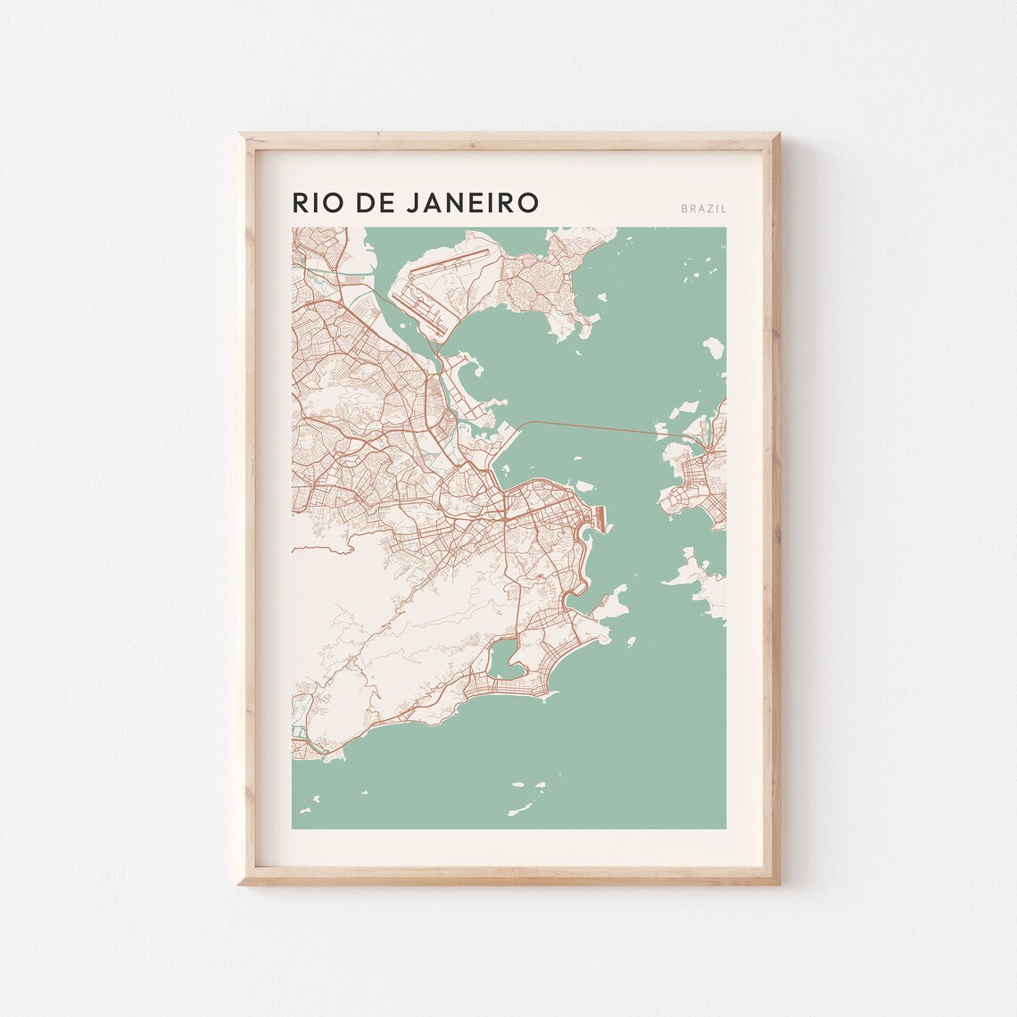 Rio de Janeiro Brazil Minimalist City Street Map Travel Poster