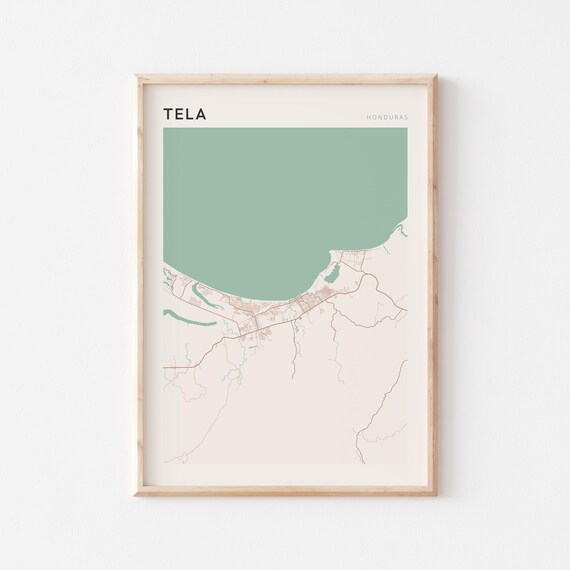 Tela Map Poster Print Wall Art Honduras Travel Gift Farmhouse Decor
