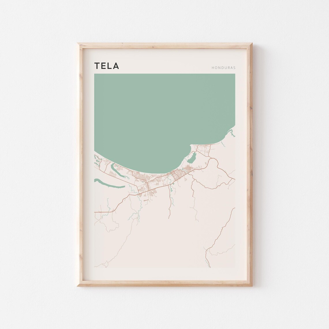 Tela Map Poster Print Wall Art Honduras Travel Gift Farmhouse Decor