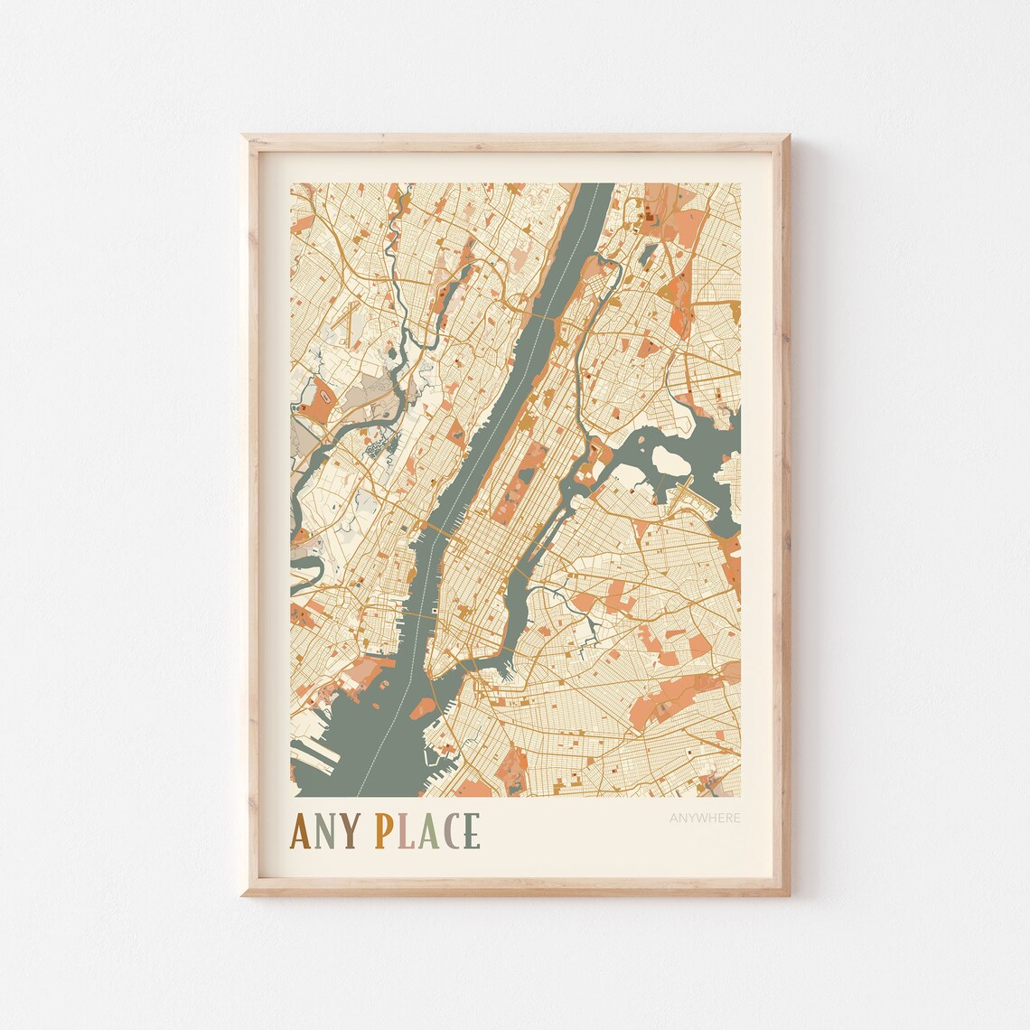 Personalized City Map Travel Poster, Home Town Map