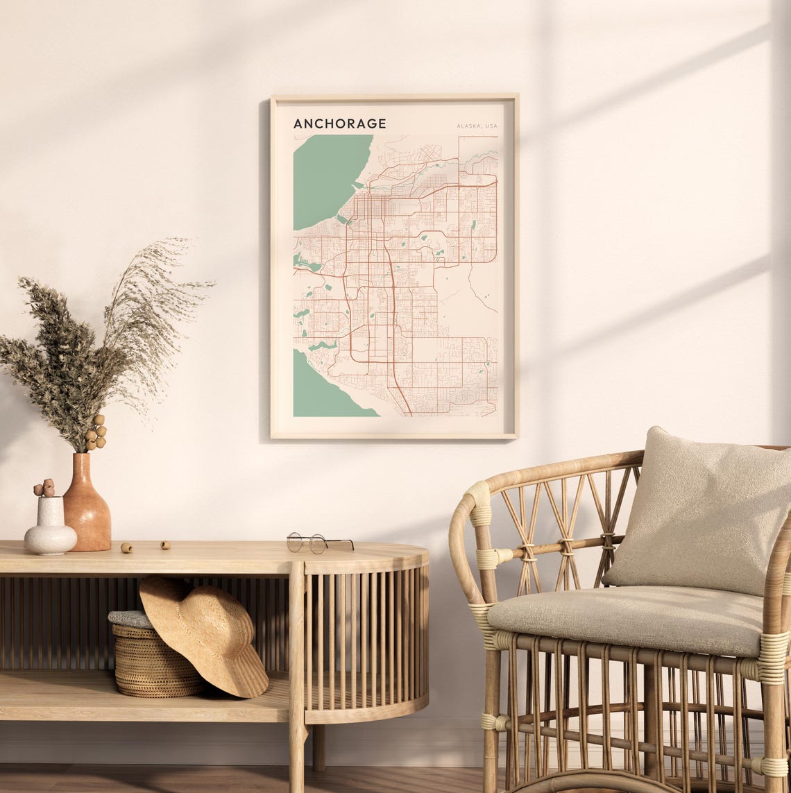 Anchorage Alaska Minimalist Line Street Map Modern City Art Poster - Image 2