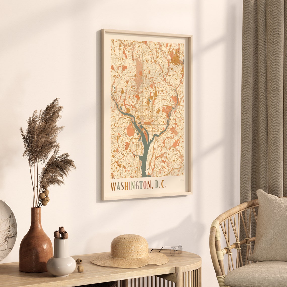 Washington DC Detailed Capital City Map Multicolor Art Poster - Image 3