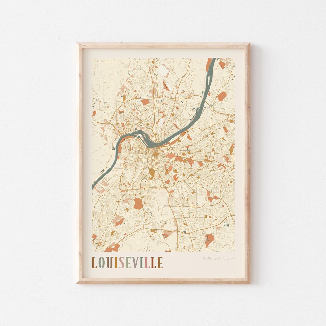 Louiseville Map Poster Louiseville Print Louiseville Poster Louiseville Wall Art Kentucky Travel Gift Boho Print