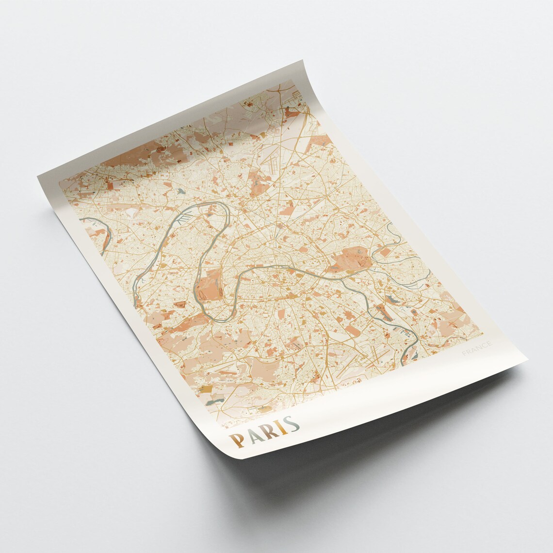 Paris France Minimalist Street Map Poster in Boho Neutral Tones - Image 2