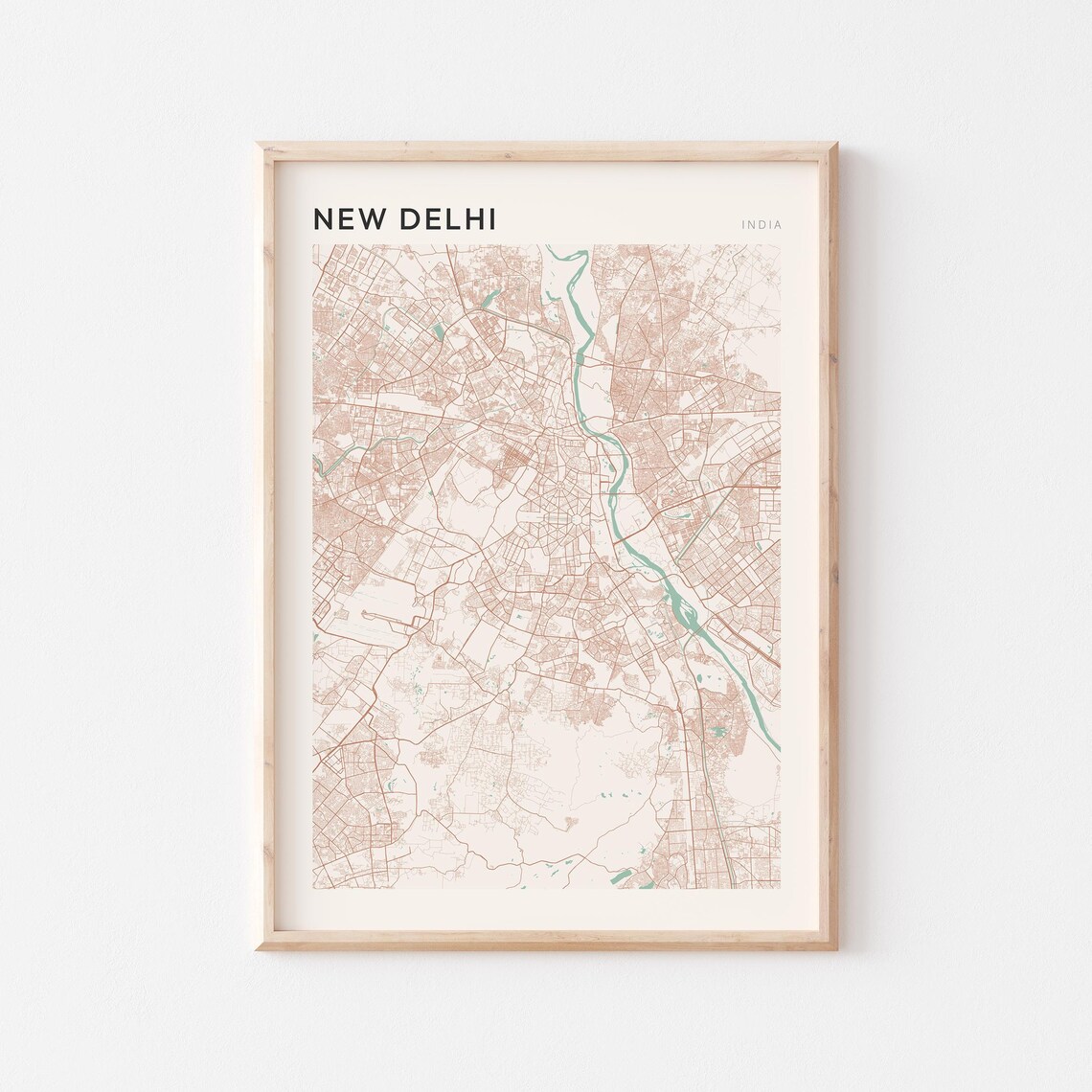 New Delhi Map Poster Print Wall Art India Travel Gift Scandi