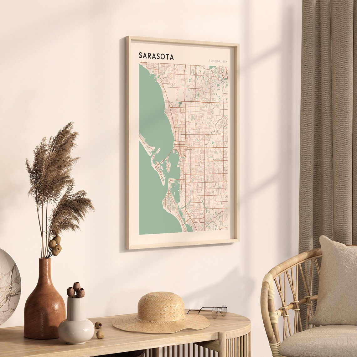 Sarasota Florida Modern Farmhouse City Map Poster Gift for Loved Ones - Image 3