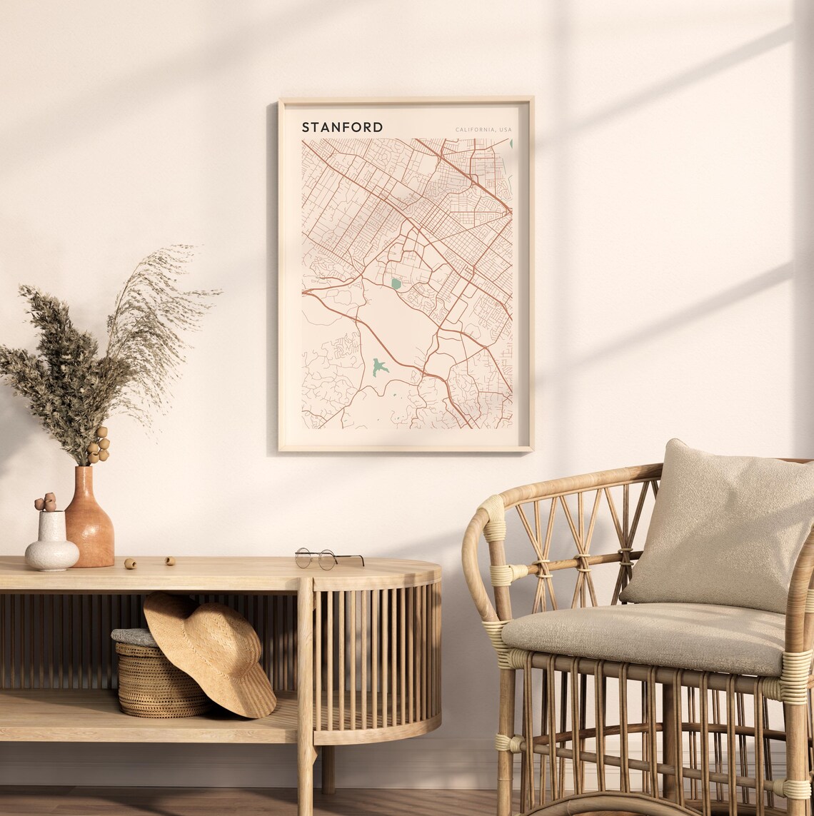 Stanford California Minimalist City Street Map Wall Decor Poster - Image 2