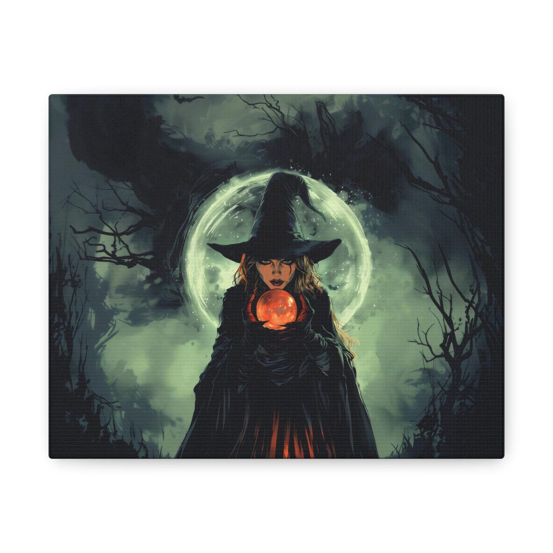 Mystical Witch Crystal Ball Glowing Harvest Moon Gothic Poster - Image 3