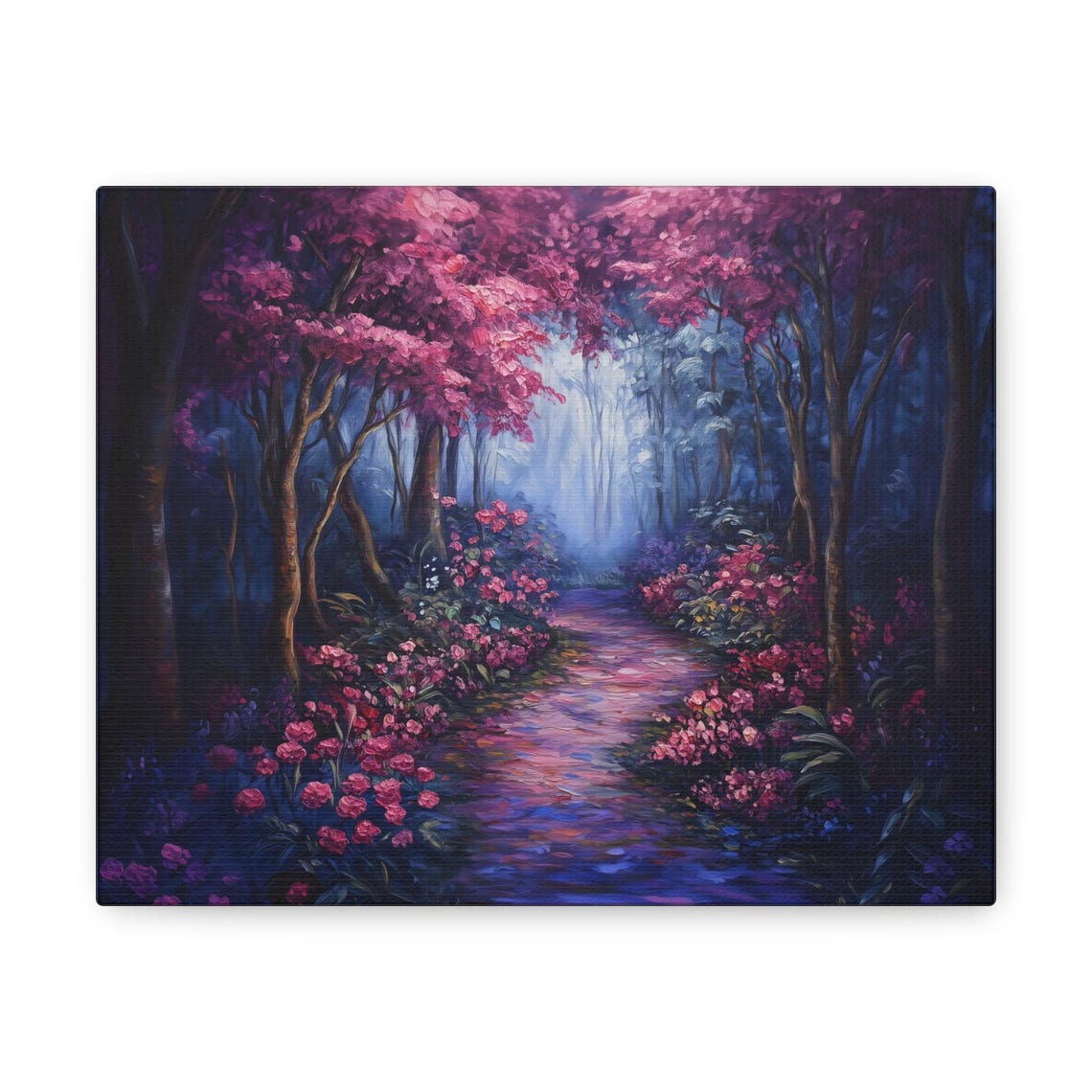Fuchsia Forest Print Landscape Modern Painting Nature Calm Relaxing Wall Print Airbnb Art Wall Decor - Image 3