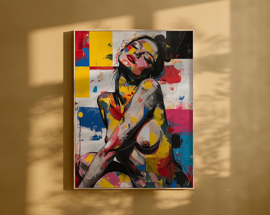 Abstract Sensual Art Art Modern Wall Decor Mondrian Style Art Print Instant Wall Art