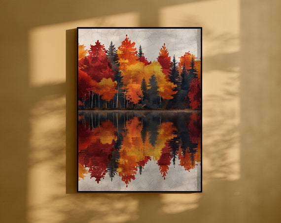 Lakeview Forest Nature Painting Arts Modern Wall Decor Art Prints Instant Wall Art