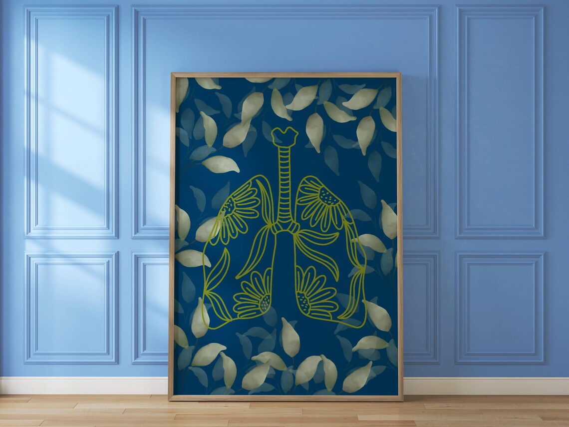 Anatomical Lungs Watercolor Art Print, Medical Decor