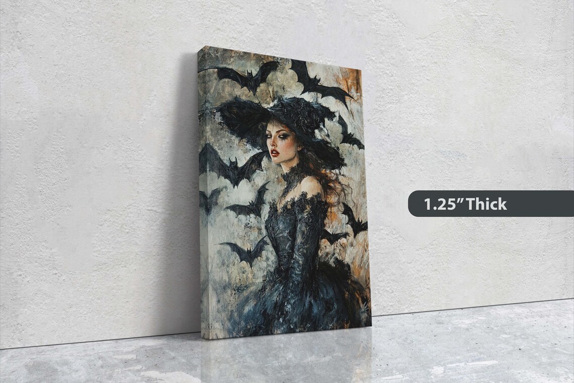 Witch Bat Halloween Gothic Vintage Art Print - Image 3