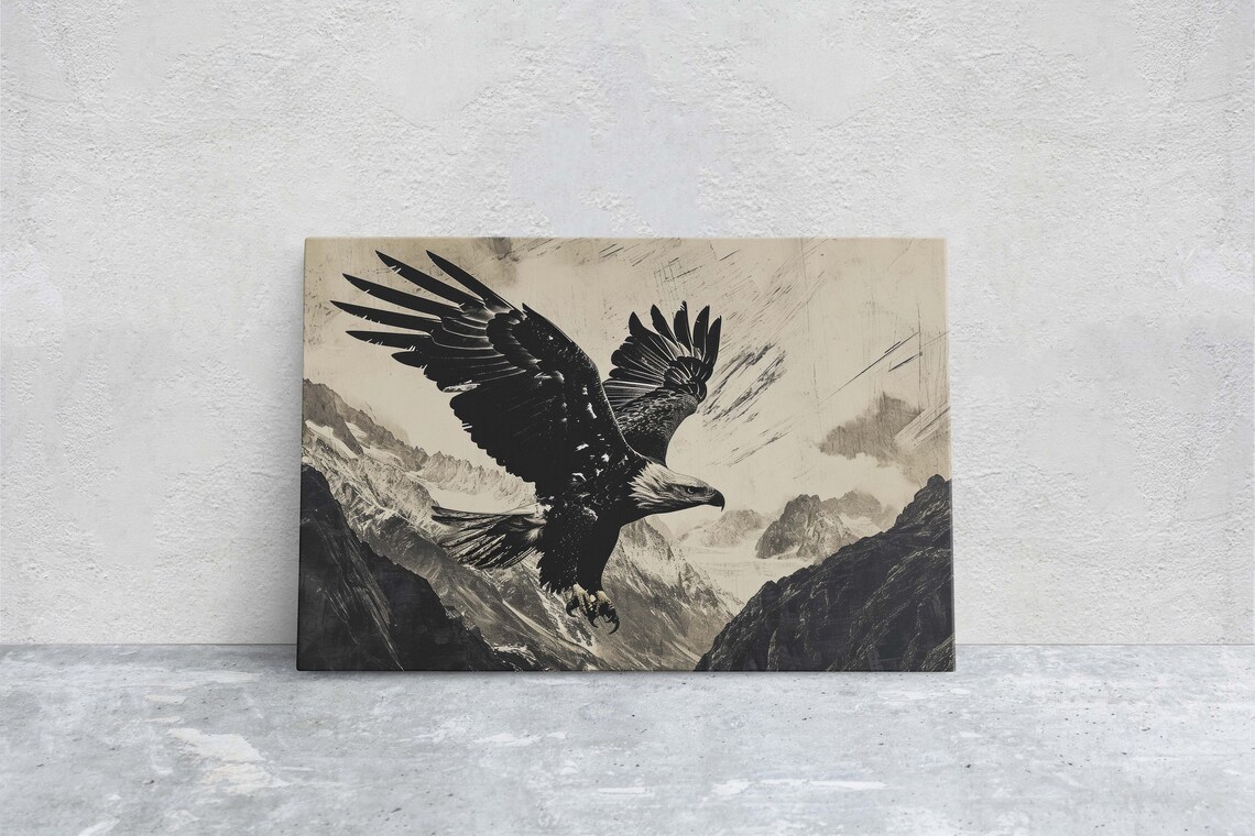 Bald Eagle Painting, Cabin Decor Nature Art